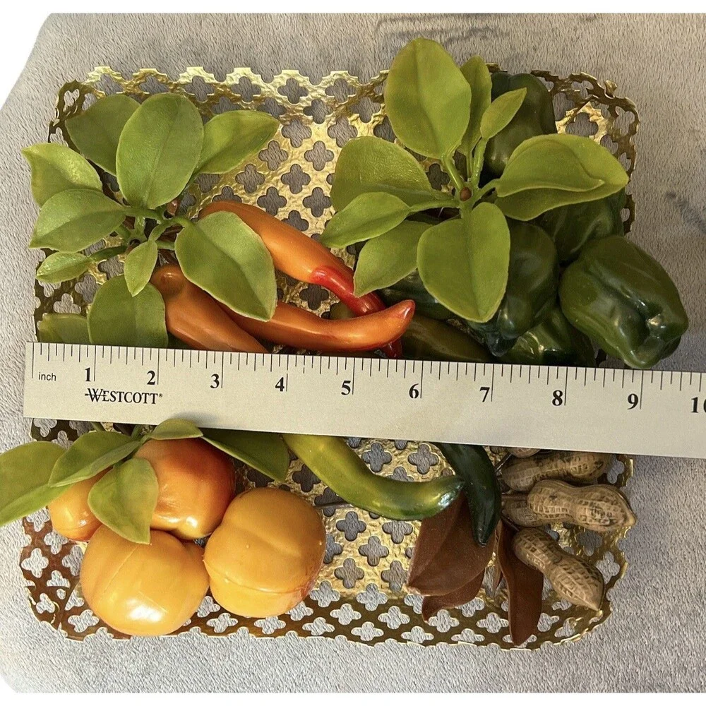Vintage Hanging Homemade Wall Art Faux Plastic, Fruit and Greenery‎